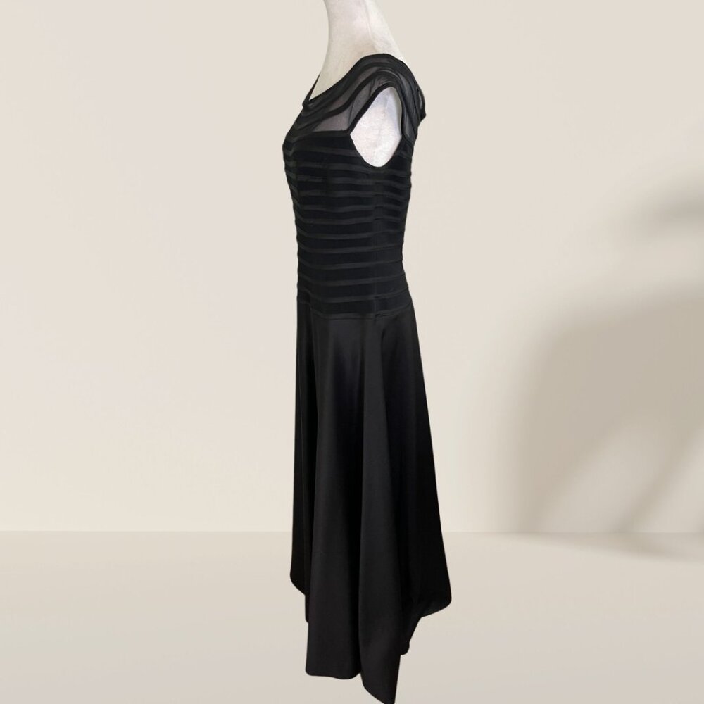 JS Collections Black Sheer Striped Evening Gown - Size 10 - Picture 4 of 6